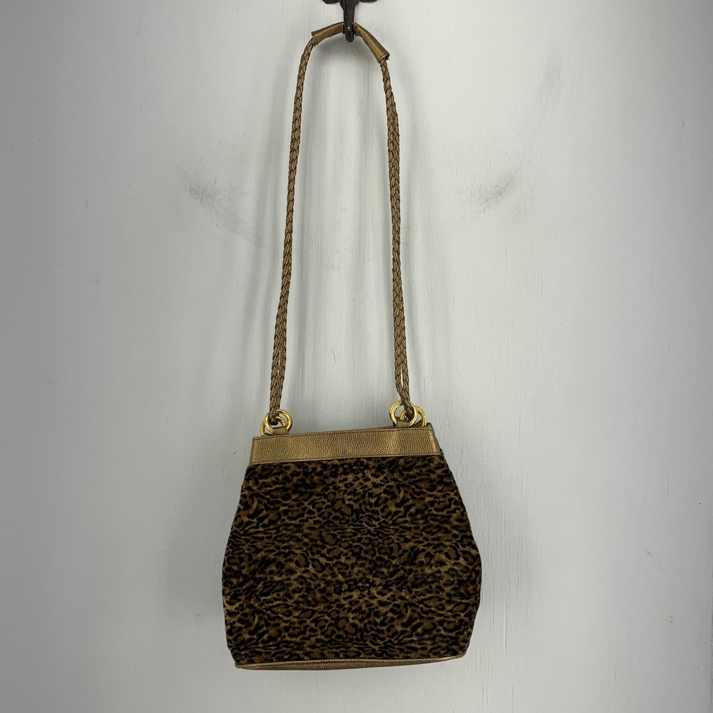 Vtg Tianni Leopard Print Faux Fur Shoulder Bag Crossbody Mob Wife Indie